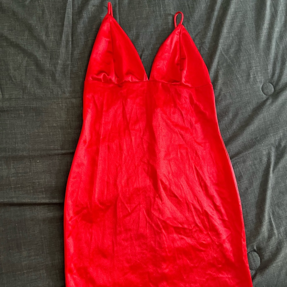 Fashion Nova red silk dress